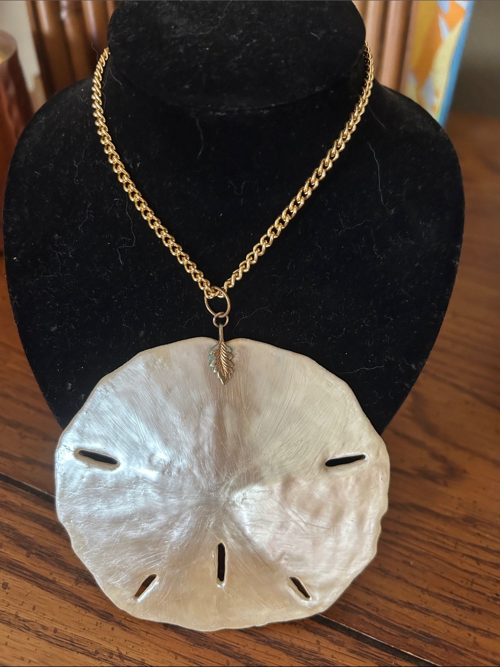 Vintage Sand dollar beach themed XL necklace